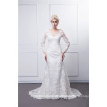Kb16033 Novo design preço por atacado de qualidade superior mangas compridas olhar embora volta elegante casamento lindo nupcial / vestido de noiva